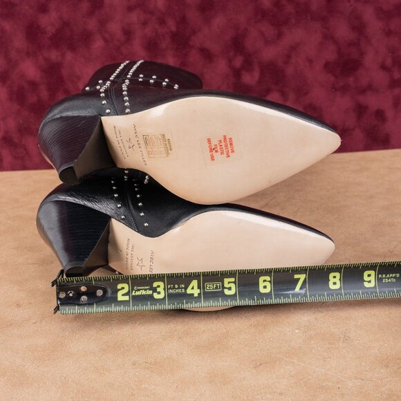 Avec Les Filles Women Ada Studded Black Leather Pointy Toe Ankle Boots sz 7 - Picture 6 of 8